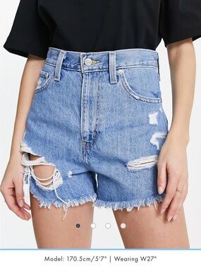 Levi’s high waisted distressed mom shorts rigid cotton denim 29